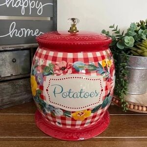 New Pioneer Woman Sweet Romance Ceramic Potato Keeper with Lid